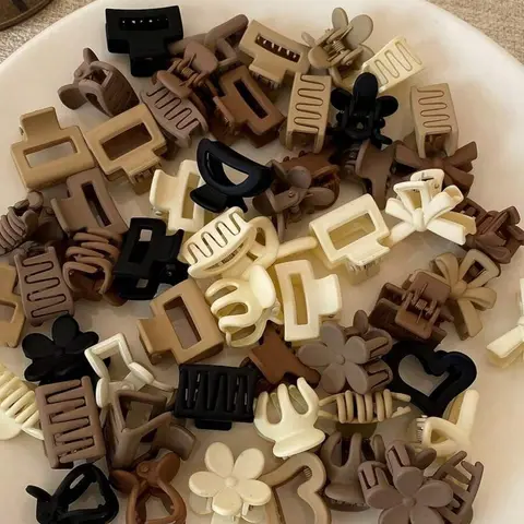 Women's 20-Piece Matte Brown Mini Bangs Flat Cute Hair Clips Set - 20 Random Styles, Female Minimalist Elegant Hair Styling Accessories for Autumn Winter Holidays