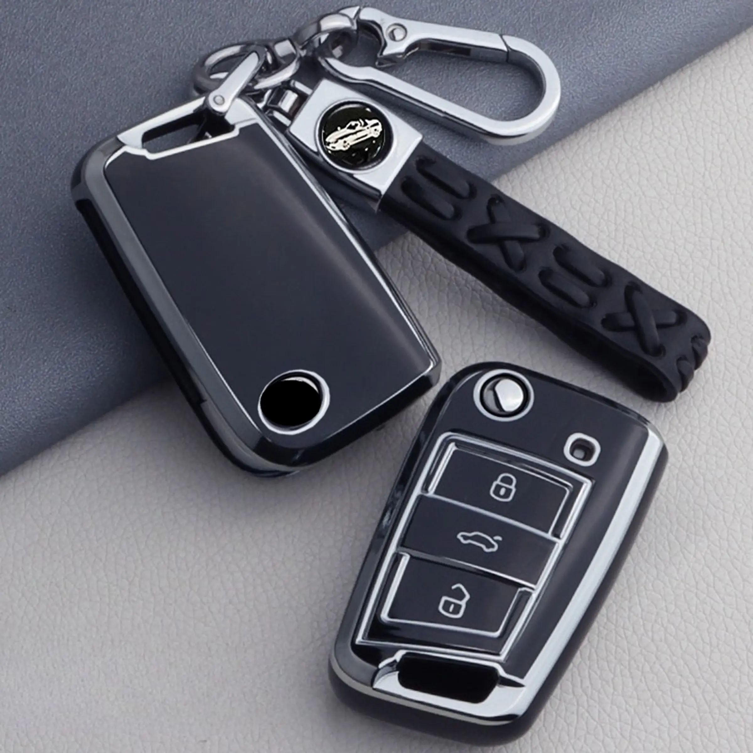 TPU Key Fob Cover Case, Durable Protective Shell, Car Key Protector, Car Key Accessory, Compatible with VW Atlas, Arteon, Golf, Jetta, Passat, Tiguan, Taos, Skoda, Kodiaq, Superb, for Seat Ateca, Leon FR 2, Ibiza for VW Volkswagen Accessories