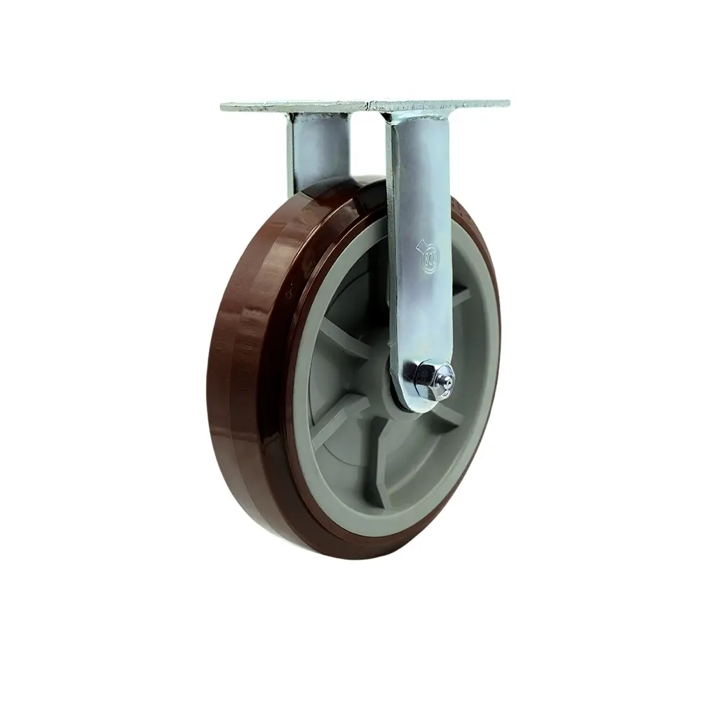 Service Caster SCC-30R820-PPUB Heavy Duty Rigid Top Plate Caster with 8 in. Polyurethane Wheel & Ball Bearings - 1000 lbs Capacity per Caster