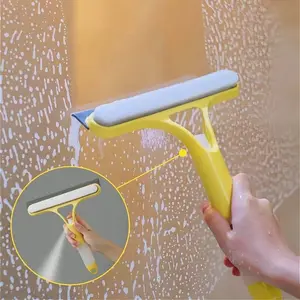 3 in 1 Window Cleaning Scraper, Squeegee and Scrubber with Spray, Multifunctional Household Cleaning Tool, Car Windshield Cleaner, Lightweight Silicone Microfiber Wipe, Home Cleaning Tool