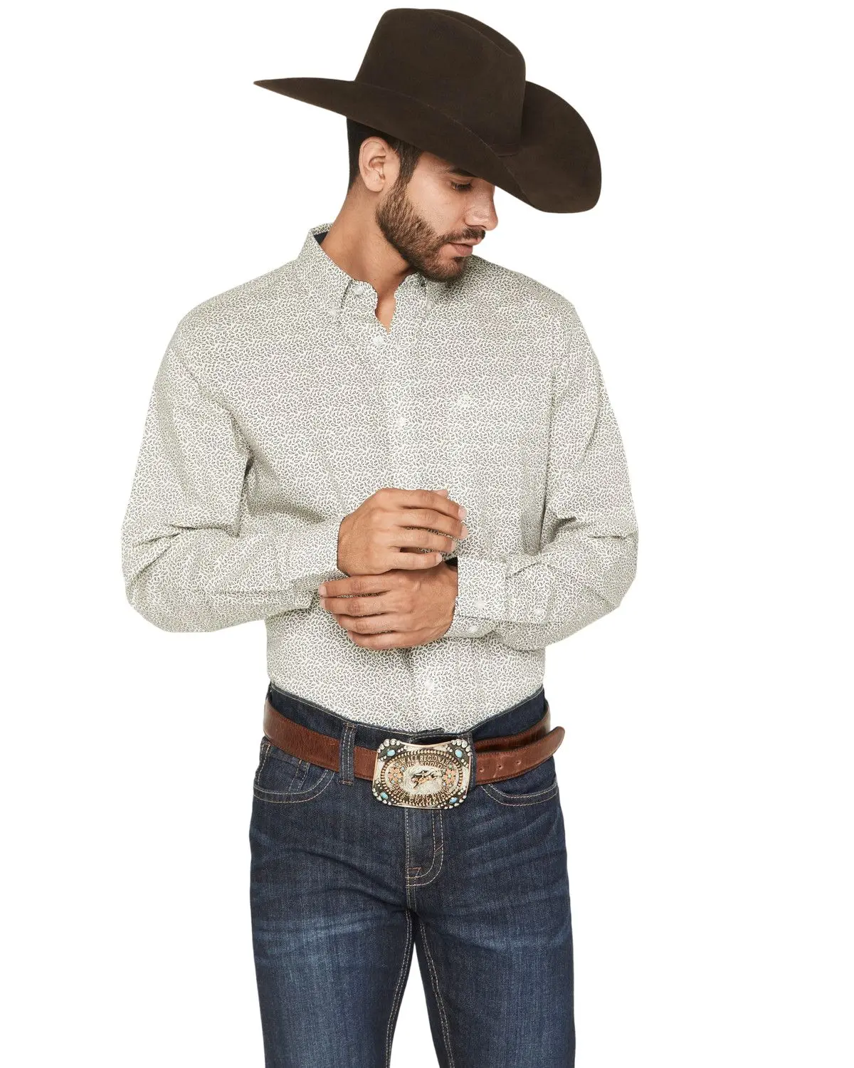 Cody James Men's Men'S Rhett Micro Paisley Print Long Sleeve Button-Down - Cjsp26w25-Wht