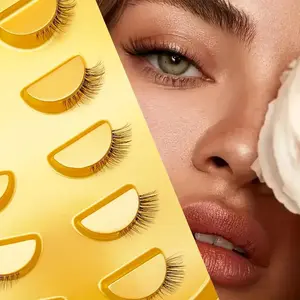 Natural Look Reusable Half Eye False Lashes, Cat Eye Design with Enhanced Inner and Outer Corners, Comfortable and Easy to Apply, Makeup