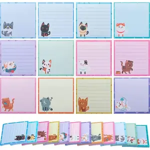 Cartoon Cat Sticky Notes High Aesthetic Cute Memo Stickers for Students Reusable N Times Adhesive Paper