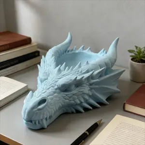 3D Printed Dragon Head Jewelry Tray, Multicolor Dragon Theme Storage Box, Key Ring Desktop Display, Gift Idea, Office Jewelry Store Accessory