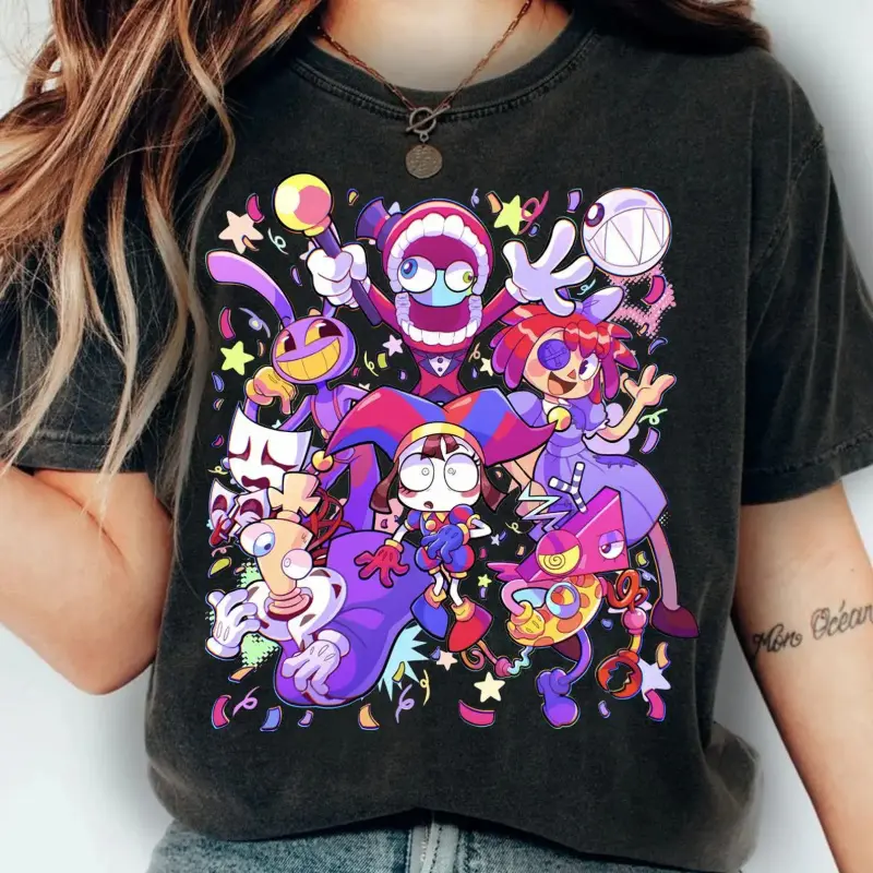 The Amazing Digital Circus Comfort color Tshirt, TADC Fan Gift, Circus Characters Shirts, Circus Theme Sweatshirt Hoodie, Anime Gift Birthday for Boy Girl indiana outfit
