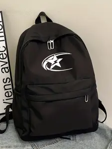 Cute Casual Star-Print Backpack, Large-Capacity, Suitable for Men and Women, Daily Outings, Travel, Commuting, Work, Birthday Gift
