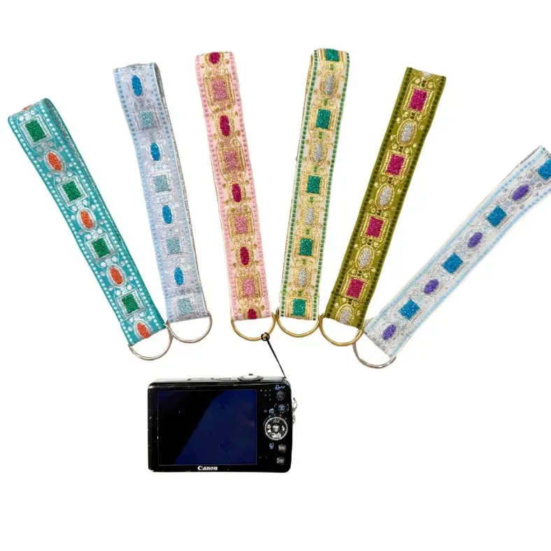 Vintage Embroidered Wristlet Keychains – Beaded Boho Glam Key Holder