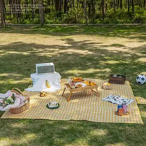 Extra Large Picnic Blanket Beach Blankets, 80''x60'' Picnic Mat Waterproof Sand Proof Foldable Portable for Outdoor Camping Hiking Travel Grass Park Music Festival Lawn Mats (yellow, 80x60 inch)