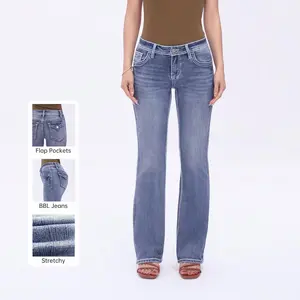 BlueMoment Bucklina 90s Low Rise BBL High Stretch Straight Leg Bootcut Jeans