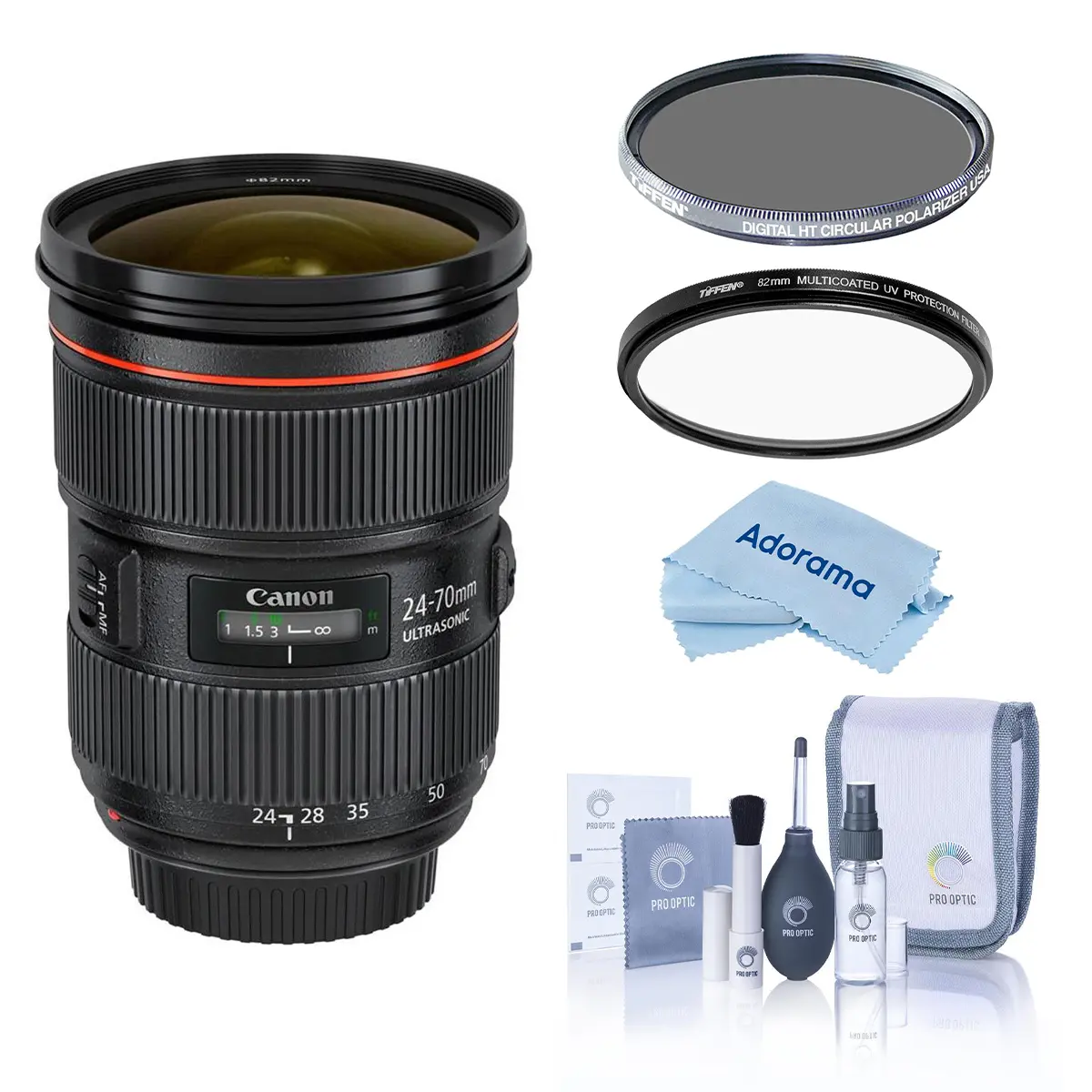 Canon EF 24-70mm f/2.8L II USM Lens, Bundle with Tiffen 82mm UV and CPL Filters