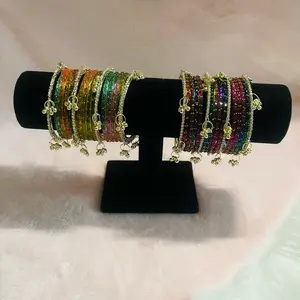 Light Raindrop: Sun-Drenched Kashmiri Bangle Set | Dark Raindrop: Midnight Bloom Kashmiri Bangle Set