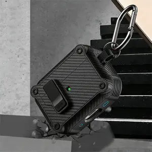 Lockable Security Case with Keyring for AirPods Pro/1/2/3/4 - Magnetic Shockproof Protective Cover, Anti-Loss Design