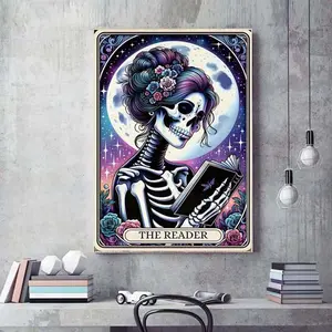 Skull Reader Pattern DIY Diamond Arts Colorful Painting Kit Without Frame, DIY 5D Diamond Arts Colorful Painting Kit, Wall Art Decor for Home