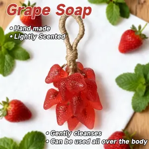 Strawberry Handmade Soap, Face Wash, Bath, Hand Washing, Fresh Rose Scent, Deep Cleaning, Smooth Skin, Moisturizing, Oil Control