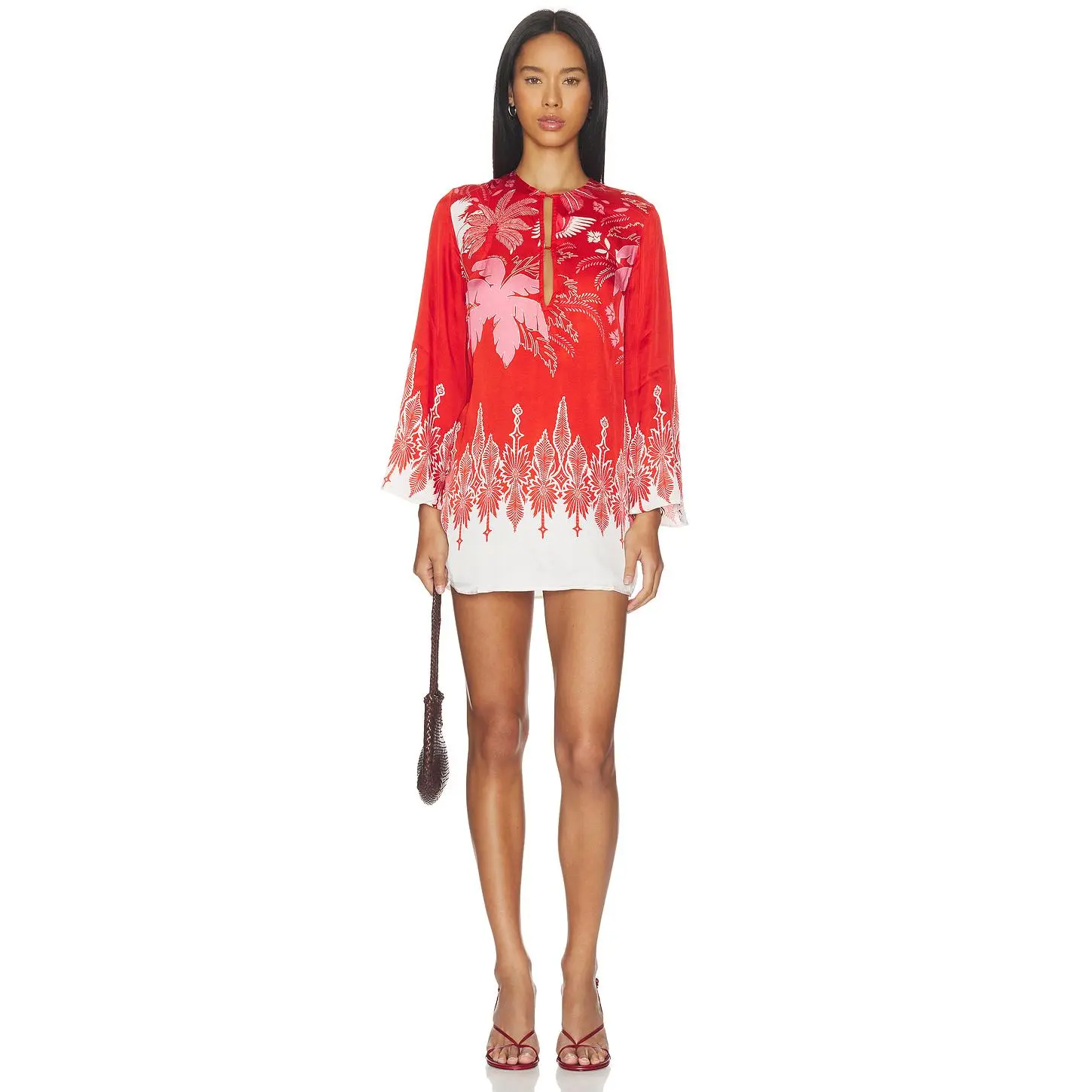 Poupette St Barth Gia Mini Dress in Coral Canopy