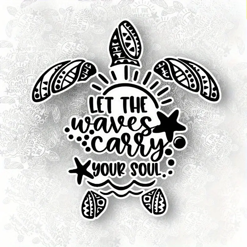 Sea Turtle Stickers for Waves Carrying Your Soul, Disposable Car, Laptop, Truck Decals, Durable Marine Style Vinyl Stickers - Matte Surface, Irregular Shape, Self-adhesive Glass and Metal Surface Waterproof Stickers for Cars