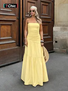 Elegant Halter Neck Sleeveless A-Line Ruched Fit Long Dress, Women's Summer Fashion, Womenswear, Perfect for Parties and Special Occasions