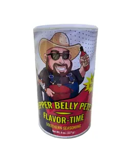 Pepper Belly Pete's Flavor-Time Southern Seasoning 8 oz - Premium Spice Blend with Salt Garlic Onion Paprika Red Pepper No MSG Added US Made Gift for Foodies great on Vegetables