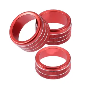 Power Volume Tune 4WD Switch Knob Cover Ring for Toyota Tundra 2014-2021 Aluminum Alloy Red (Set of 3)