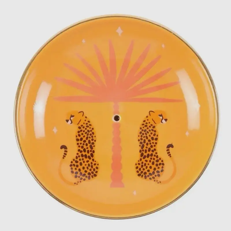 Leopard Palm Ceramic Incense Holder Plate