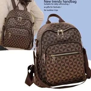 Backpack - Christmas Autumn/Winter High-End Men's and Women's Light Luxury Vintage Printed Backpack, with multiple pockets, suitable for daily commuting, school, outdoor activities and travel, the best choice for holiday gifts [zipper direction is random]