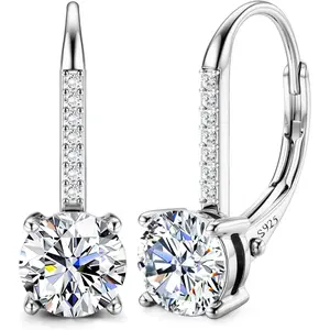 MILACOLATO Dangle Moissanite Earrings for Women   Hypoallergenic - S925 Sterling Silver Earrings 18K Yellow Plated Gold D Color Round Cut Leverback Earrings for Her ', Hypoallergenic Earrings Set, Two Sizes