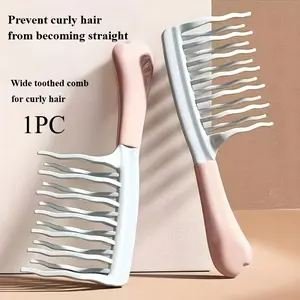 Wide Tooth Hair Comb, Dual Row Wave Teeth Curling Brush Handle, Scalp Massage Comb, Anti-Static, Perfect for Hair Care and Home Massage
