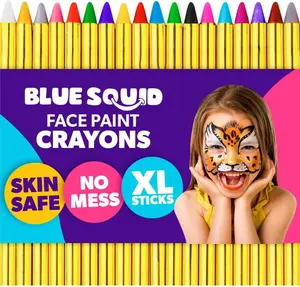 Blue Squid 18pcs XL Washable Face Paint Crayons for Kids Non-Toxic Safe for Sensitive Skin Easy Application Perfect for Parties Playtime and Creative Fun