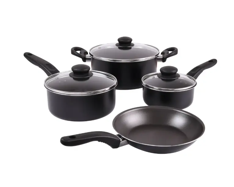 Mainstays 7-Piece Nonstick Aluminum Cookware Set, Black