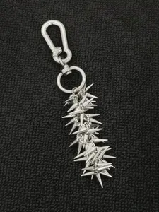 Punk Rivet Keychain Pendant, Dark Style Fashion Hip Hop Silver Color Alloy Bag Charm, Unique Design Birthday Gift, Stylish Keychain