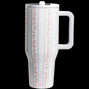 Leak-Proof Insulated Tumbler with Flip Straw & Cup Holder Fit Flasks Lid Drinkware
