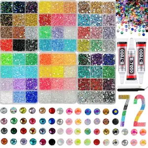 1 Set 72 Colors Shiny Flatback Rhinestones Nail Charms, Sparkly Rhinestones 3mm Multi-colors Semi-circular Resin Nail Art Gems for DIY Headphone Case Pens Glasses Nails Supplies