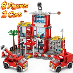 660 Pieces Fire Station Building Blocks Toy, Assembly Puzzle for Kids, Perfect Gift for Children, Educational Construction Set