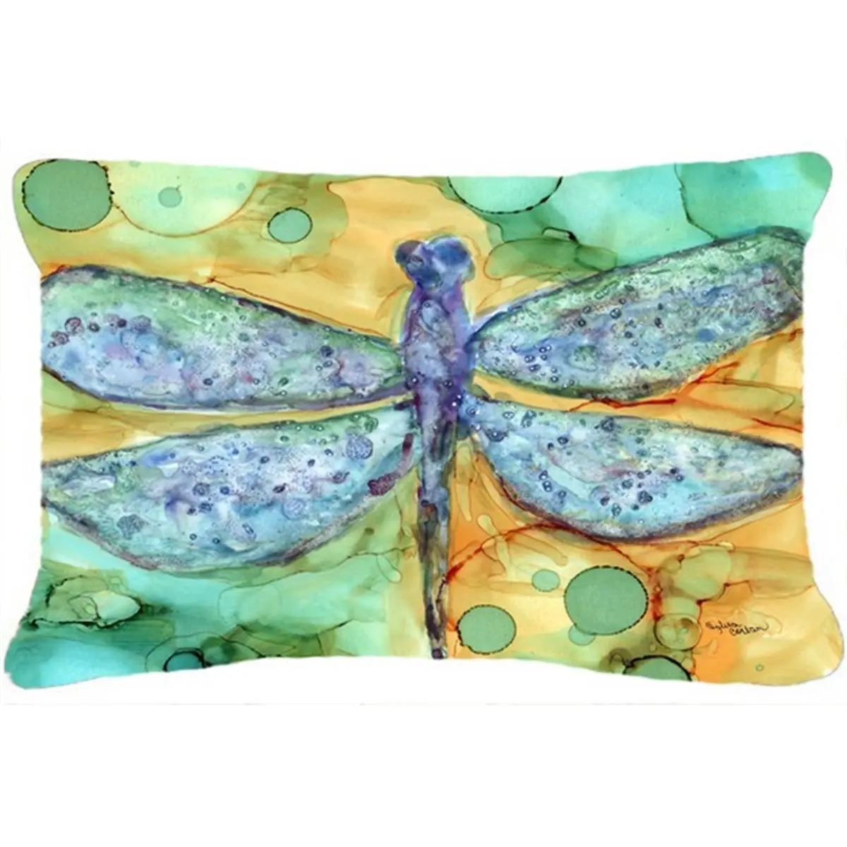 212 MAIN Heavyweight Rectangular Polyester Abstract Dragonfly Decorative Pillow - Fade-Proof, Machine Washable Accent for Outdoor Sofas and Furniture
