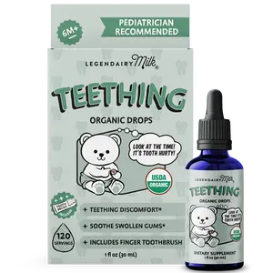 Organic Teething Drops - Baby and Toddler - Legendairy Milk - Soothes Tender Gums - Calms Teething Discomfort -  6+ Months - Organic Drops - 120 Servings