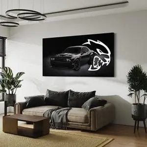 HELLCAT CHALLENGER CANVAS SHADOW BEAST Poster, Supercar Poster , Vintage Car Poster, Retro Decor, Car Poster, Poster Decor Room, Car Poster Decor