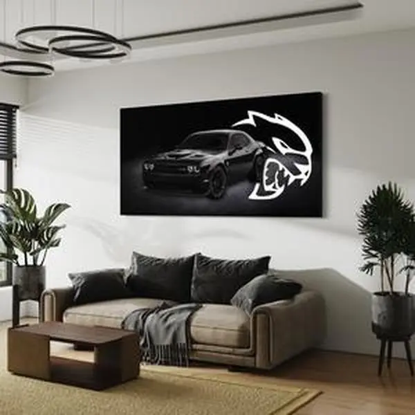 HELLCAT CHALLENGER CANVAS SHADOW BEAST Poster, Supercar Poster , Vintage Car Poster, Retro Decor, Car Poster, Poster Decor Room, Car Poster Decor