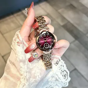 Luxury Watch  Women's Jewelry Watch Mother’s Day Gift SummerVibes Elegant Diamond Cut Crystal Four Leaf Clover Pearl Elements Stainless Steel Case Waterproof Design for Daily Wear or Gifting ChristmasGift