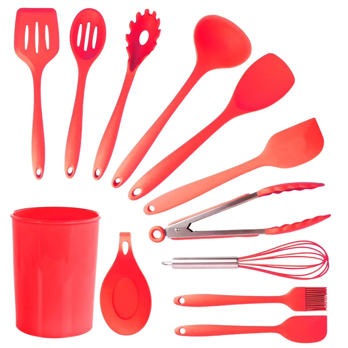 Red Silicone Cooking Utensils - Set of 12