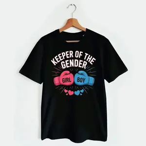 Gender Reveal Party Keeper Of Gender Boxing Pink Or Blue Tee T-Shirt, Unisex Casual Short Sleeve T-Shirt Soft Cotton