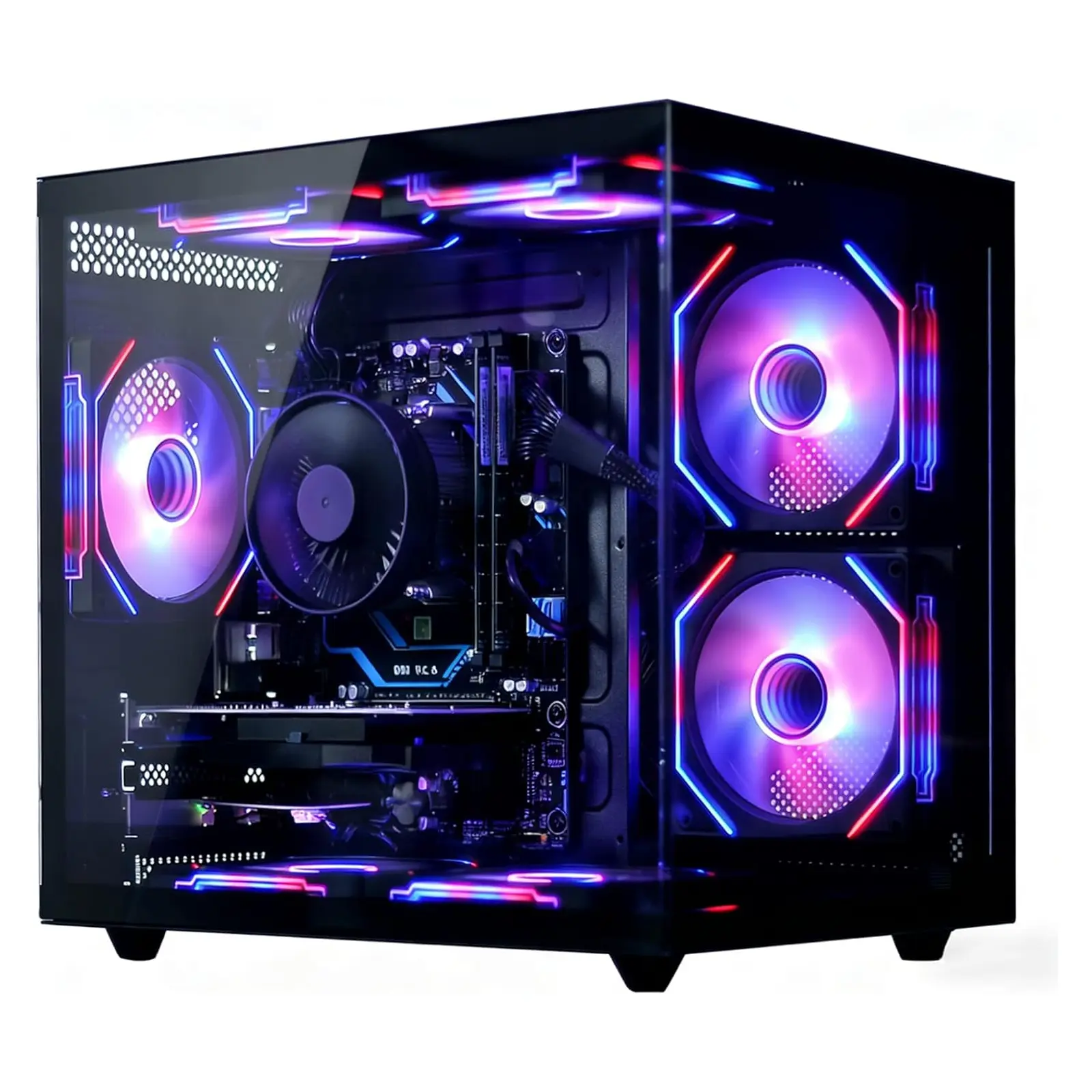 Suevery Prebuilt RGB Gaming PC Computer - AMD Ryzen 5 3500X 6-Core Processor, 16GB RAM, 512GB SSD, RX560 4G GPU, WiFi 6, HDMI/DP Ports, for Home Office & Casual Gaming