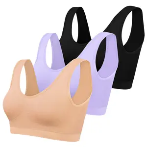 Women’s Seamless Wireless Unlined Bra Solid Colors Soft Stretch Polyamide Elastane Bralette Vest for Sleep Yoga Lounge Comfort TankTops