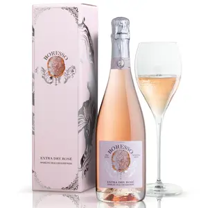BORESSO Extra Dry Rosé  Non Alcoholic Wine From Italy, Sparkling Dealcoholized, 750ml (25.4 fl oz) Bottle with Gift Box
