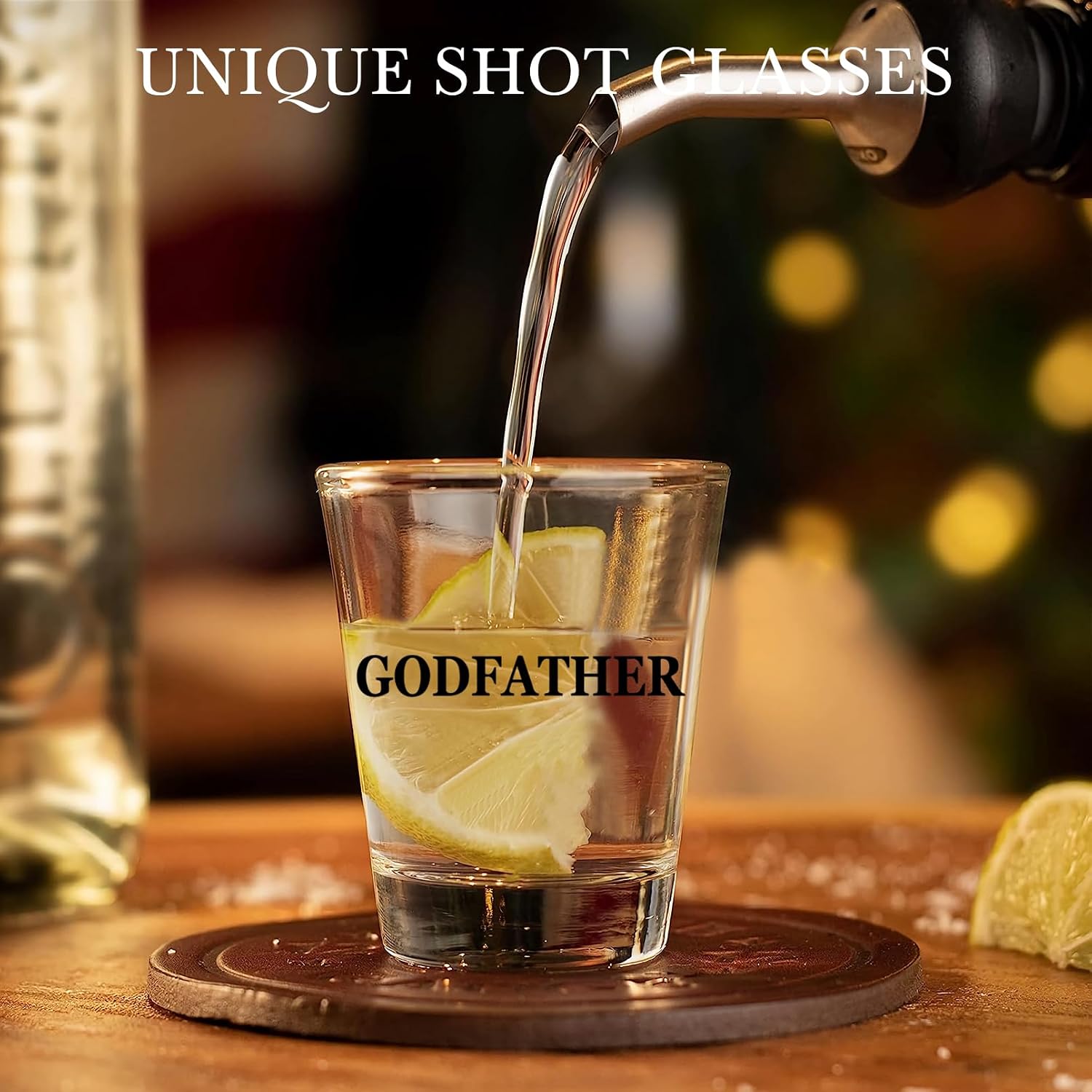 Physkoa Godparents Proposal Gift Box – Wine, Whiskey, and Shot Glass Set in Keepsake Wood Box – Will You Be My Godparents Gift for Baptism or Christening – Est. 2026 Present for Godmother & Godfather