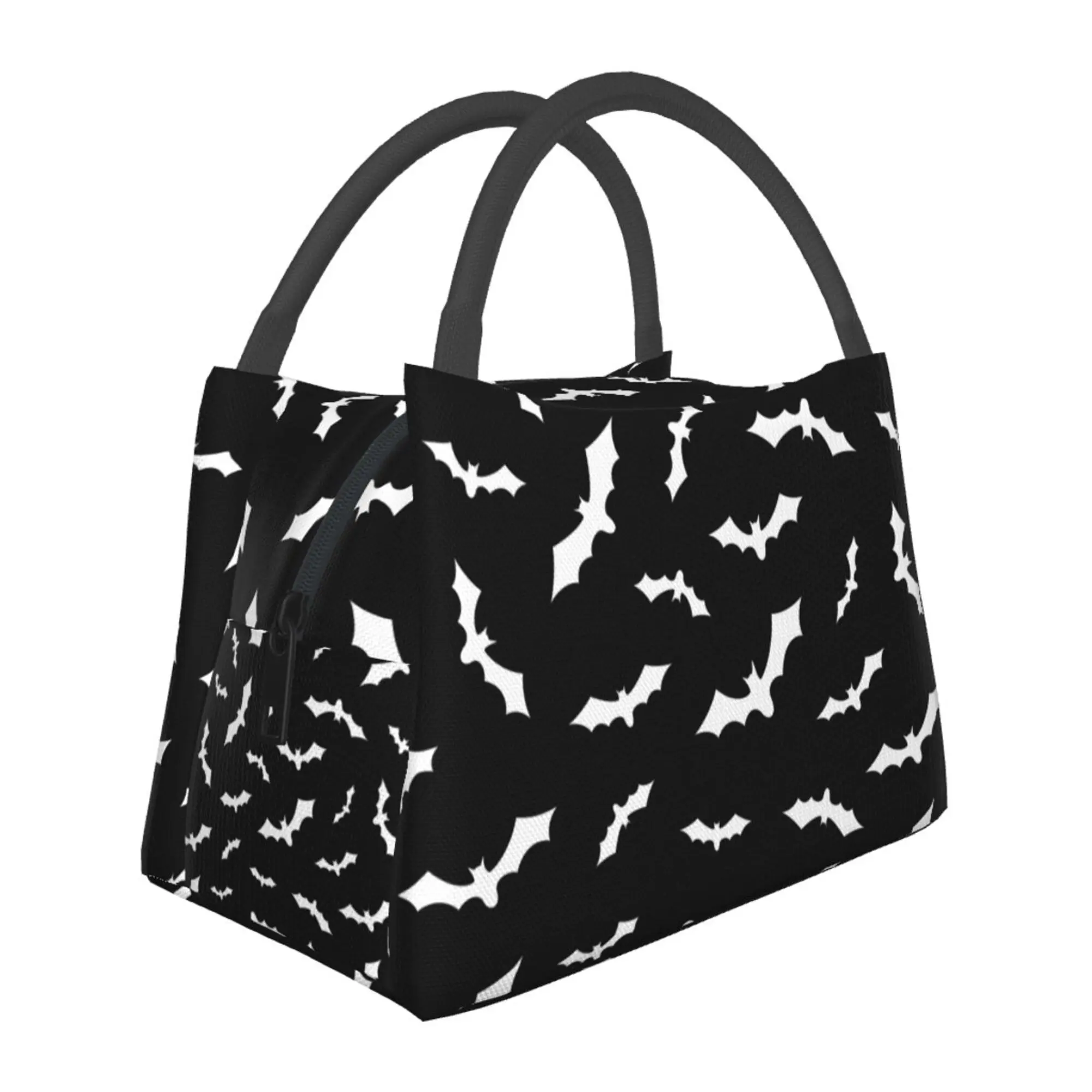 Lunch box, lunch bag, reusable portable insulation bag, insulation bag,bat pattern, suitable for outdoor camping, work, school, fitness
