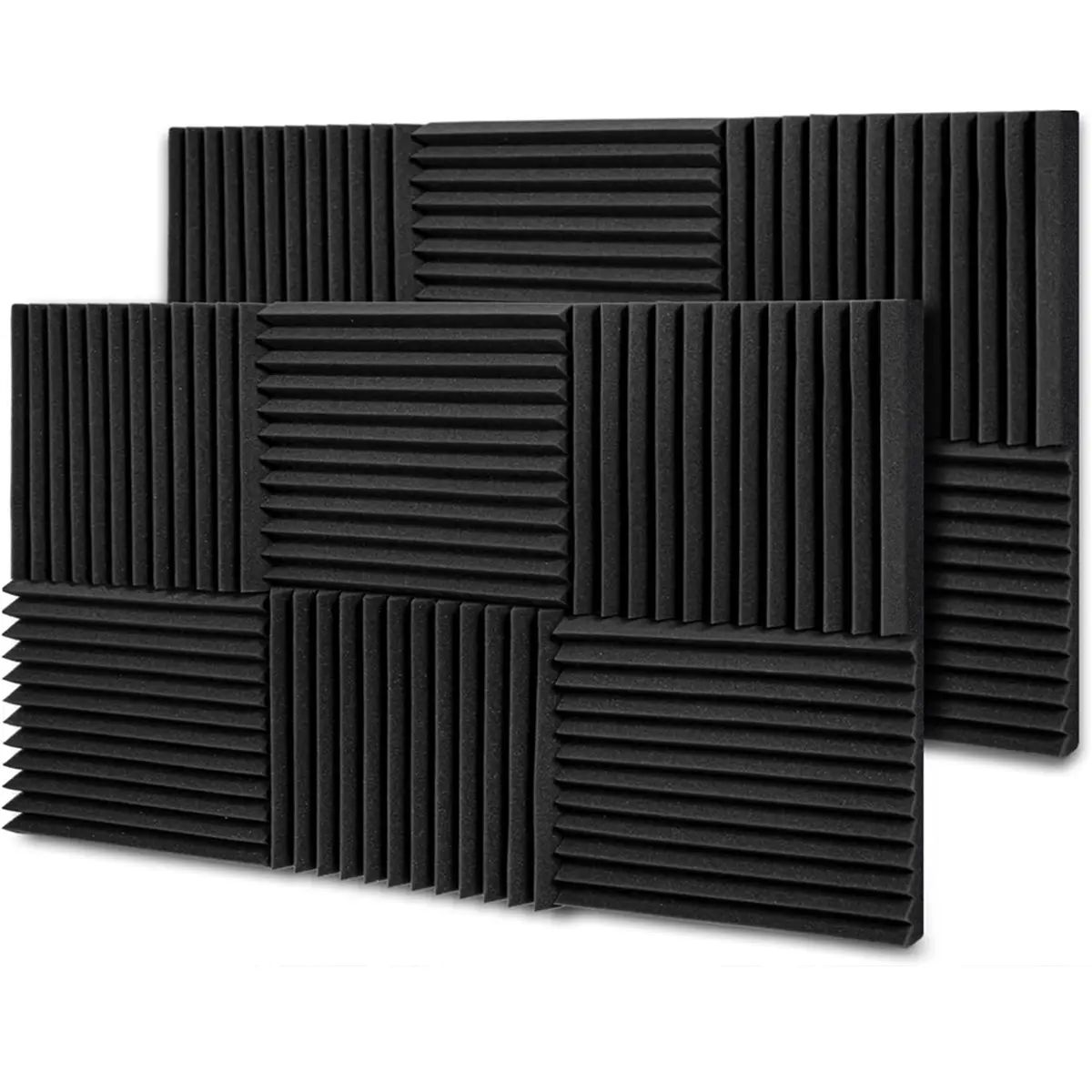 12 Pack  Acoustic Audio Visual Accessories Noise Reduction Soft Foam Panels Black 1x12x12 Inches for Audio and Video Room Noise Reduction Studio, Soft Foam Panels for Walls, Suitable for Live Broadcast Audio and Video Room Recording Room