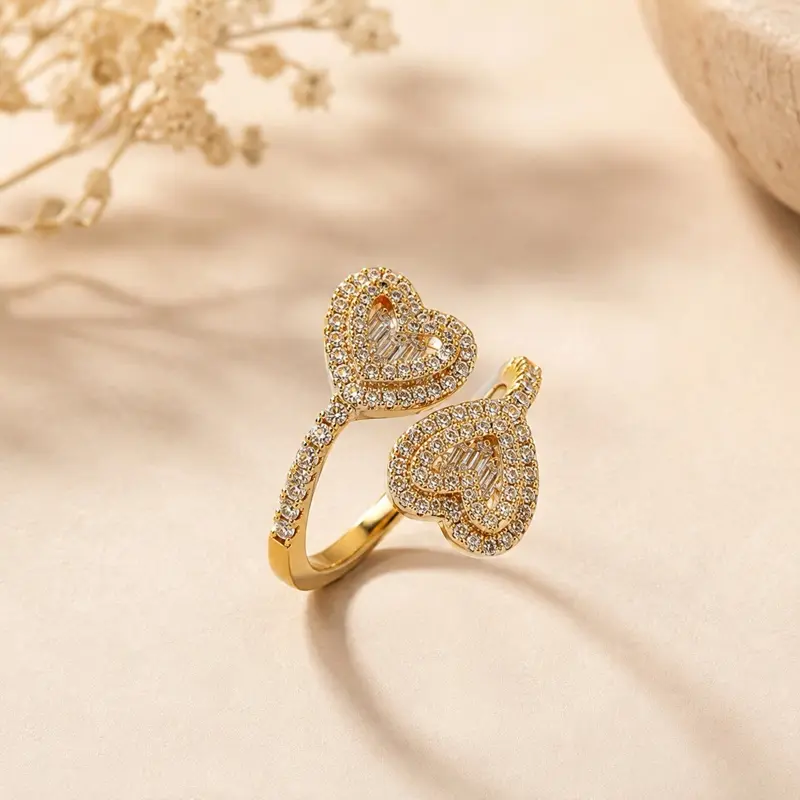 Elegant Gold Butterfly Ring for Women with Cubic Zirconia Stones Adjustable Open Design Tarnish Resistant Fashion Jewelry Gift