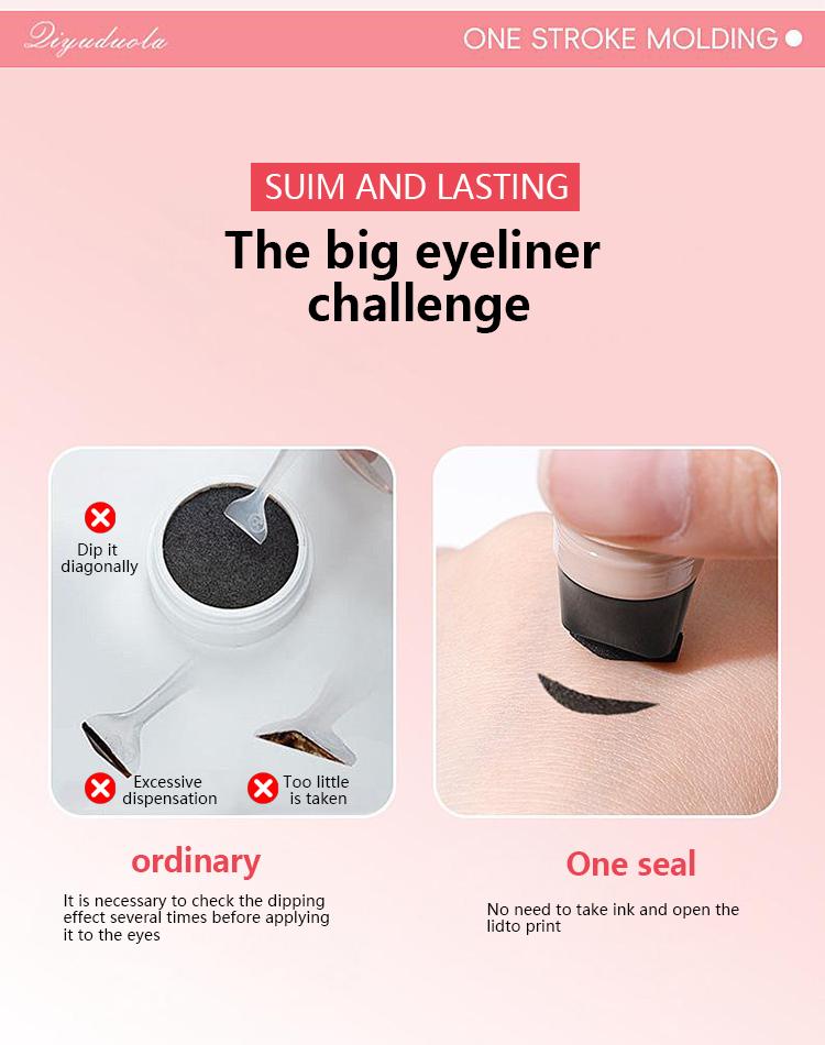 PAGE VINE One-Step Eyeliner Stamp Pen for Beginners Waterproof Smudge-Proof Winged Liner Stamp Quick Makeup Tool with 2 Shades Natural Black & Honey Tea Brown