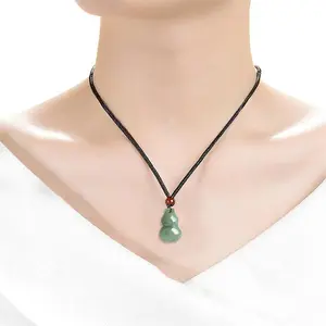 Natural Jade Pendant Necklace - Real Jade with Fine Texture, Antique & Elegant Design, In Eastern metaphysics, the gourd symbolizes good fortune, prosperity and auspiciousness, health and longevity, wealth and career, as well as wisdom and talent.
