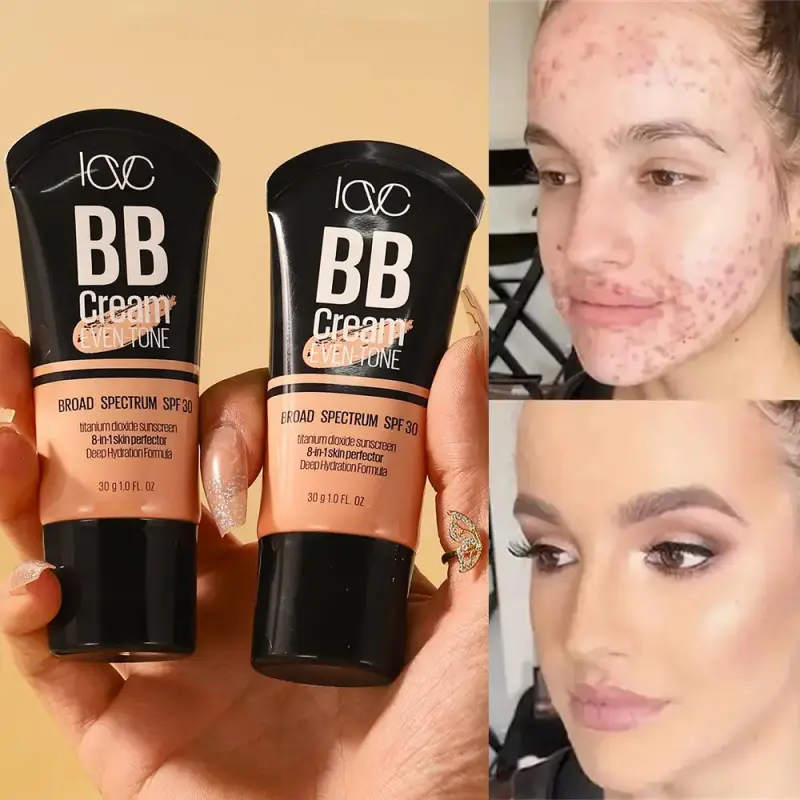 Full Coverage BB Cream Foundation - Waterproof & Long-Lasting 24H Wear, Buildable Coverage, Natural Moisturizing Formula with Medium to Full Coverage, Hydrating Cream for Sensitive/-Prone Beige, Dark to Shades (No Powder/Setting Spray Needed) - All